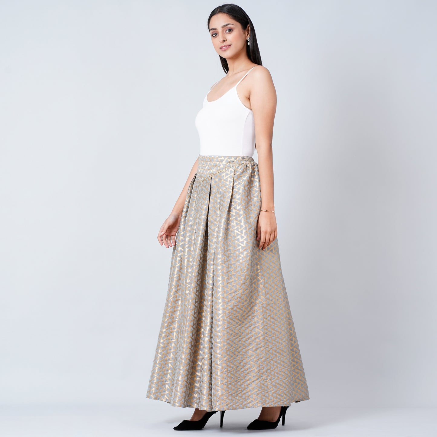 Grey Brocade Skirt