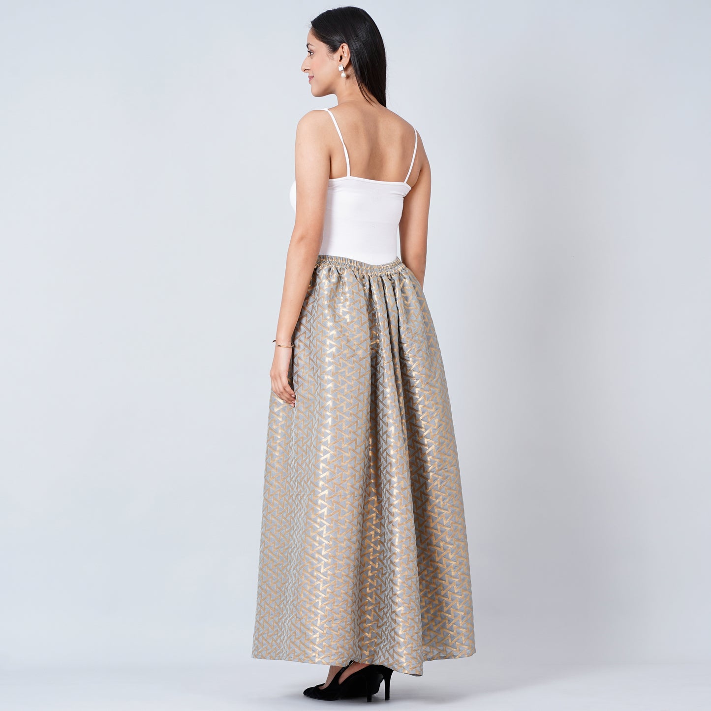 Grey Brocade Skirt