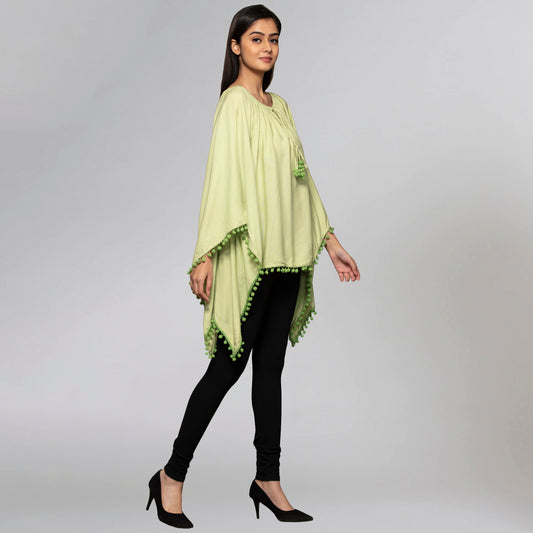 Green Pom Pom Poncho