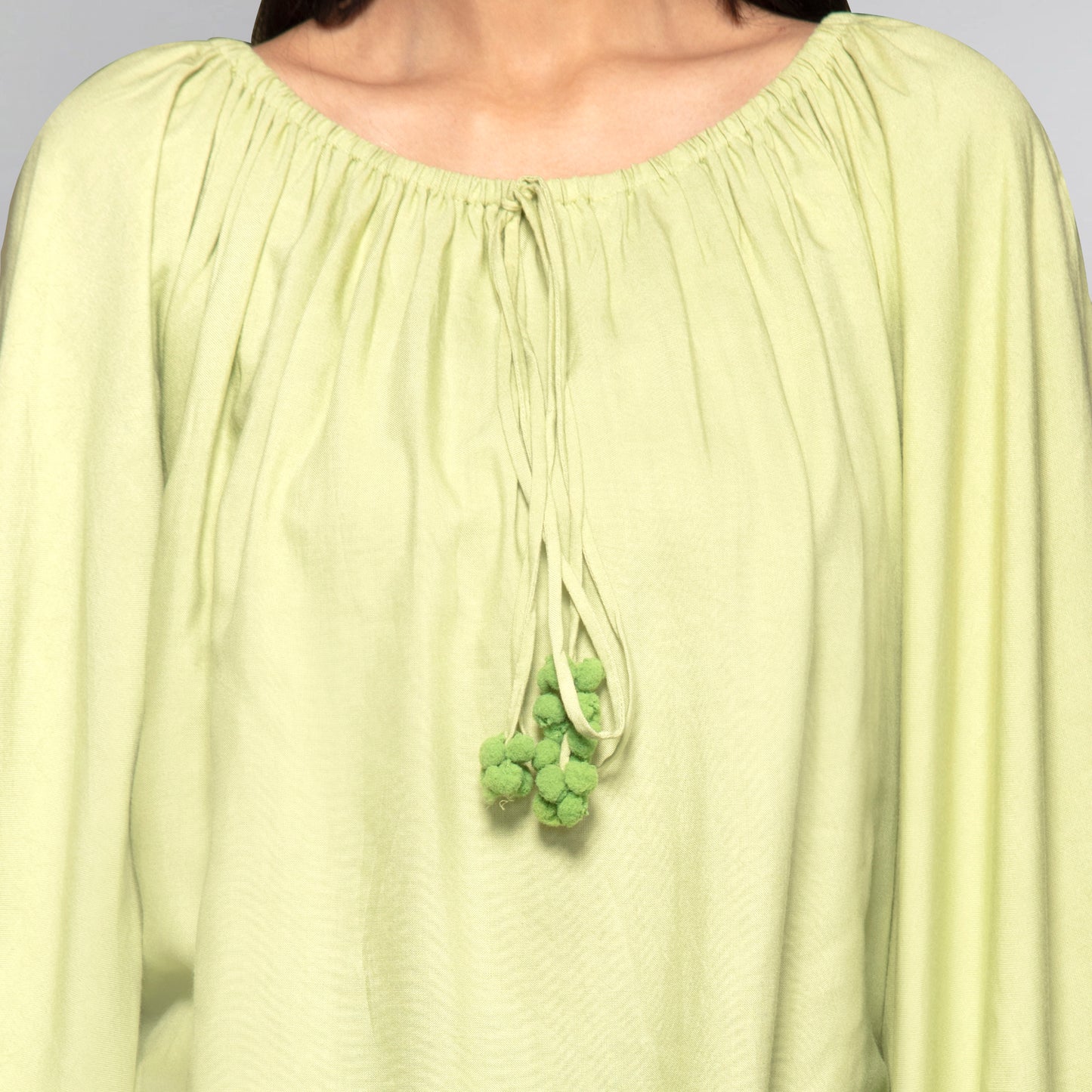 Green Pom Pom Poncho