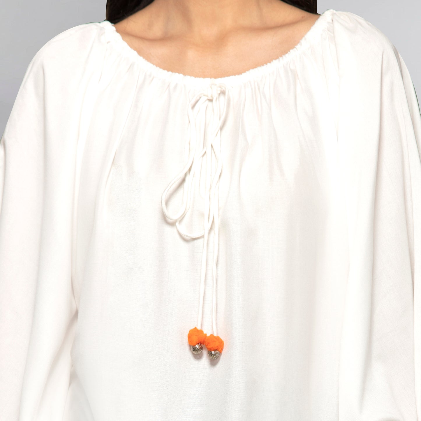 White Pom Pom Poncho