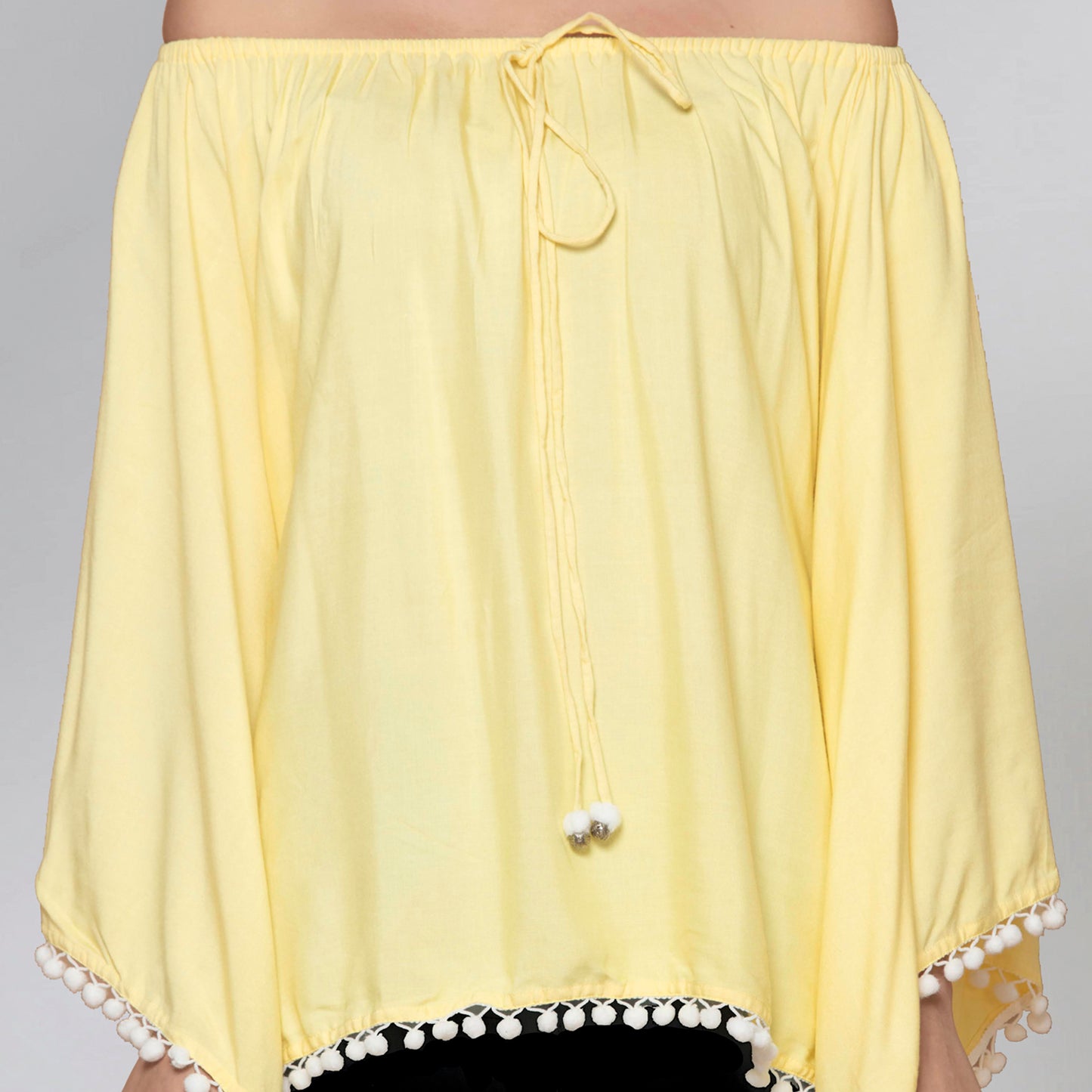 Yellow Pom Pom Poncho
