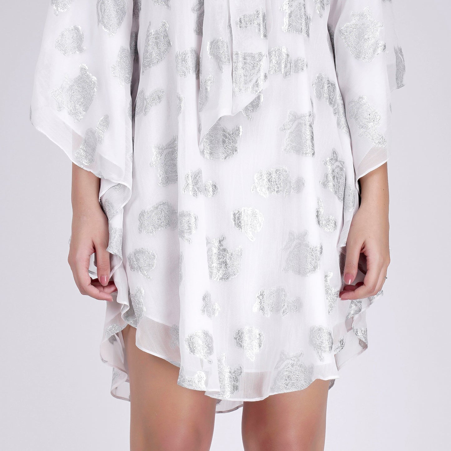 White and Silver Lurex Top