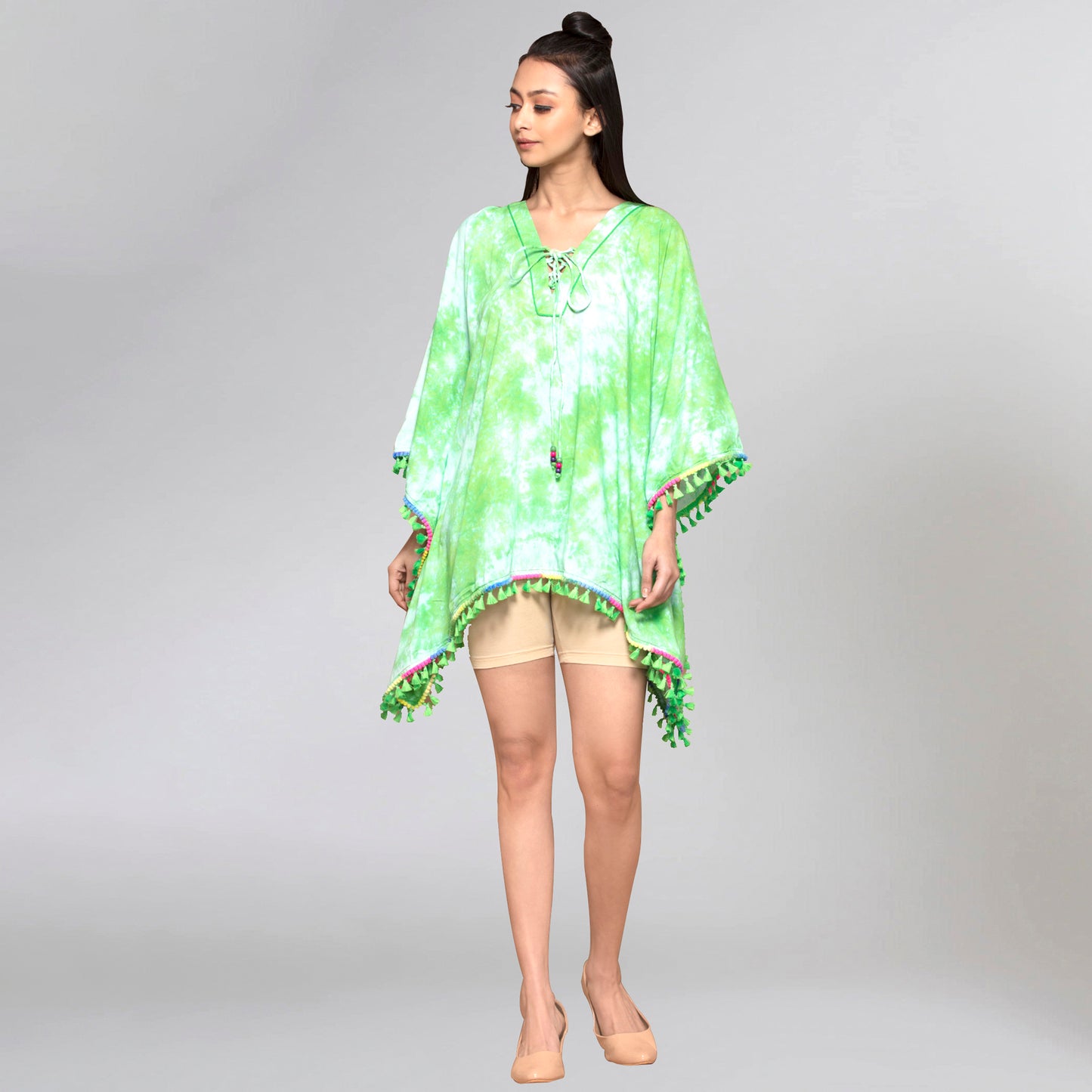 Green Tie-Dye Poncho Top