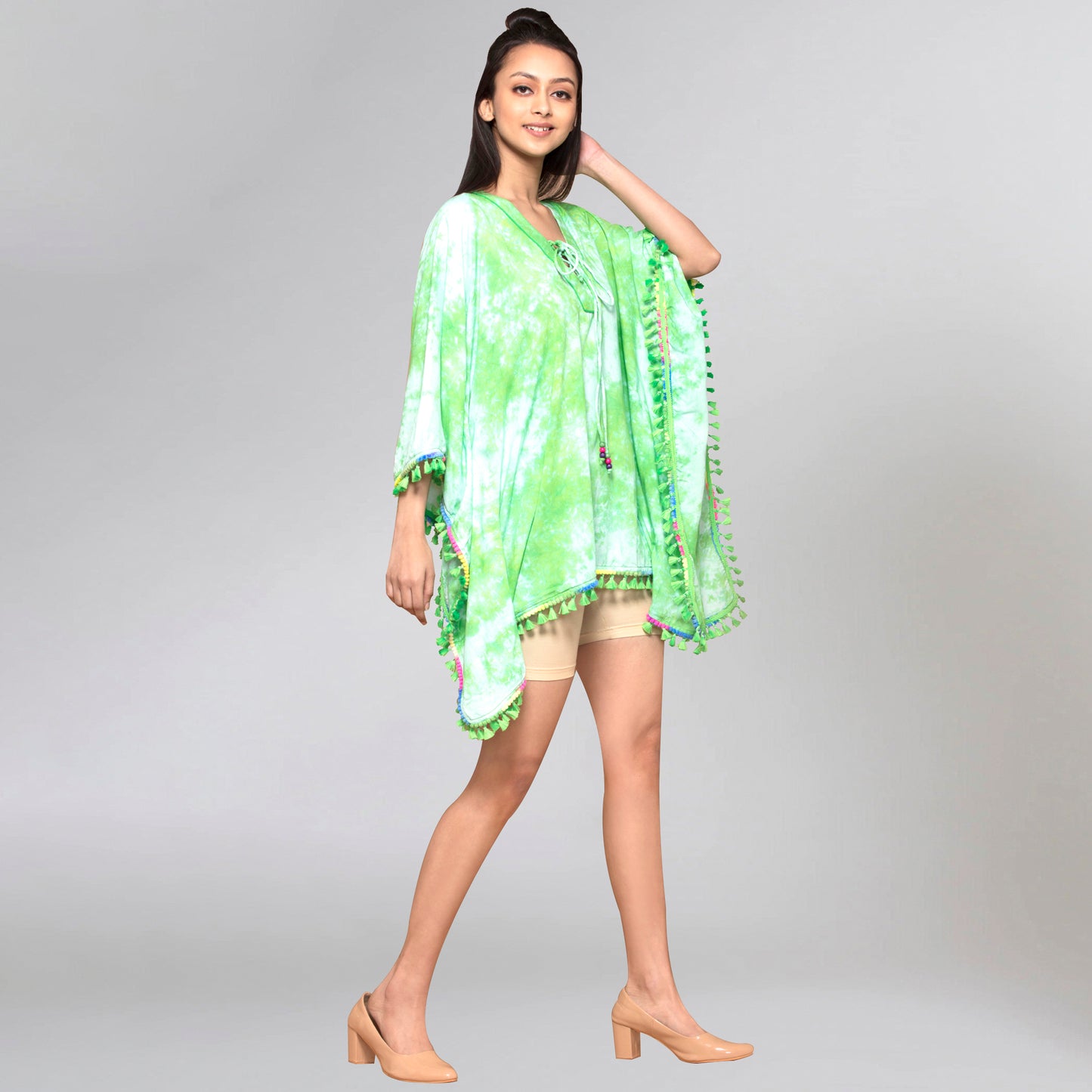 Green Tie-Dye Poncho Top