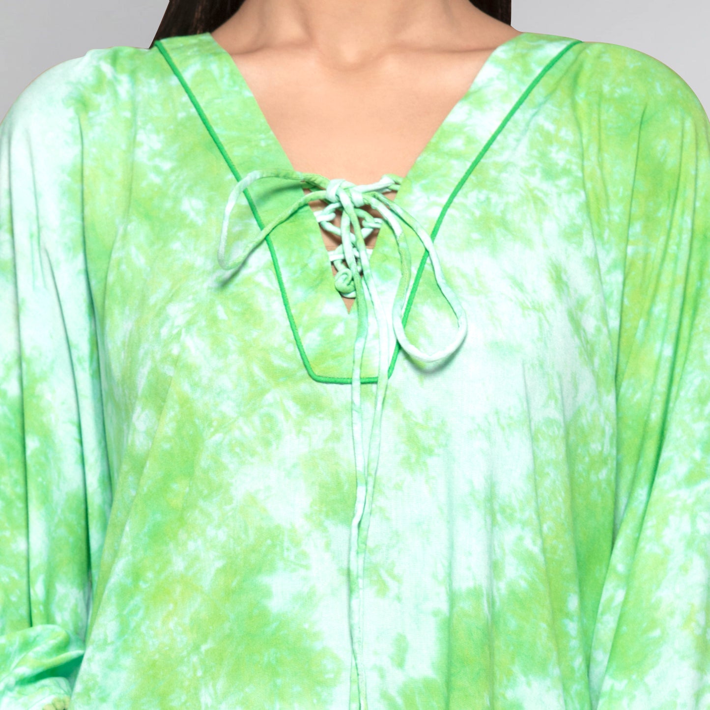 Green Tie-Dye Poncho Top