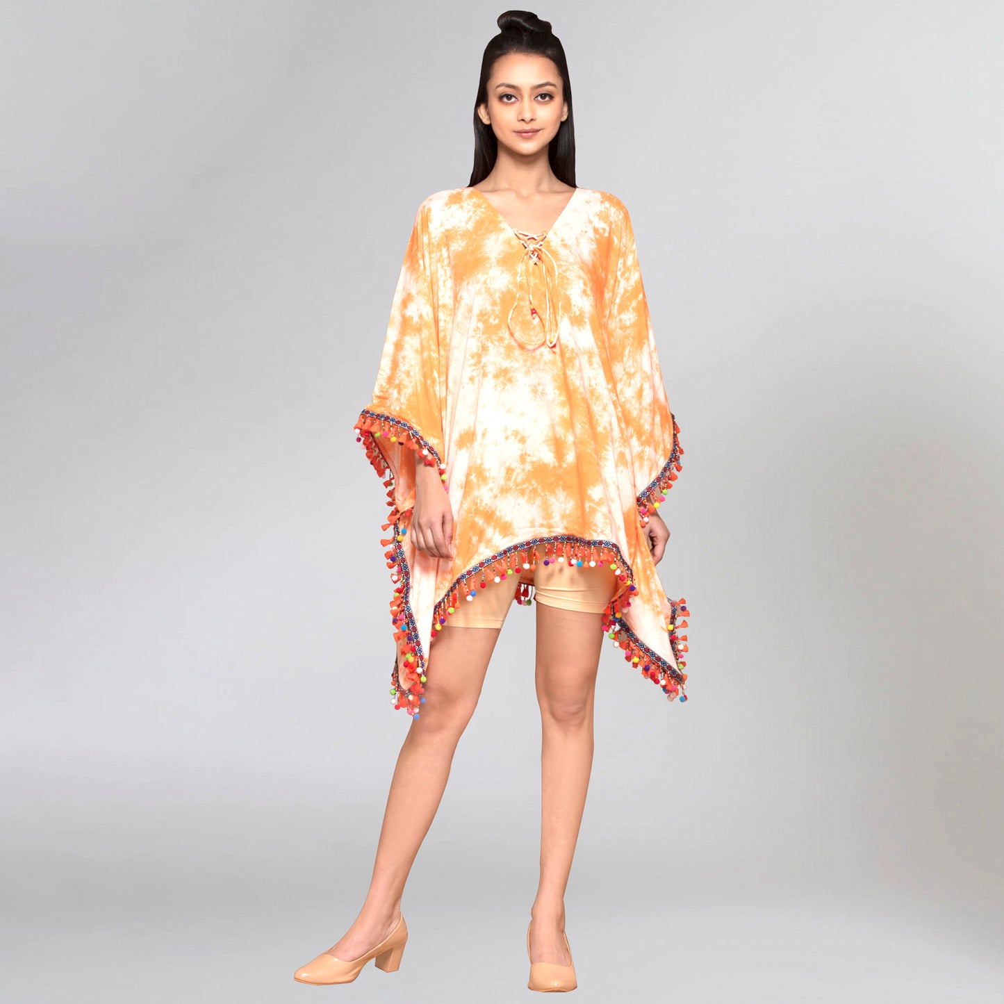Orange Tie-Dye Poncho Top