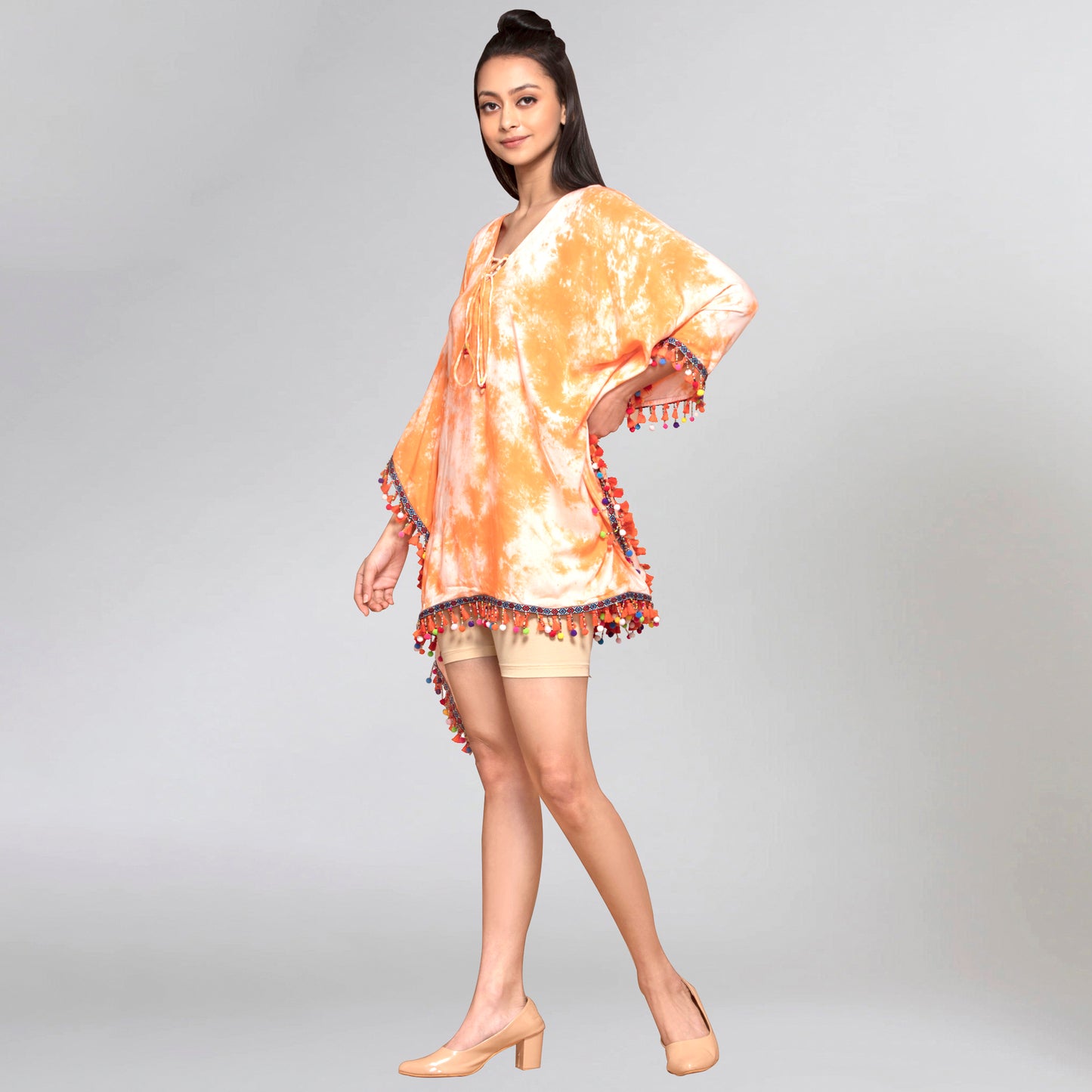 Orange Tie-Dye Poncho Top