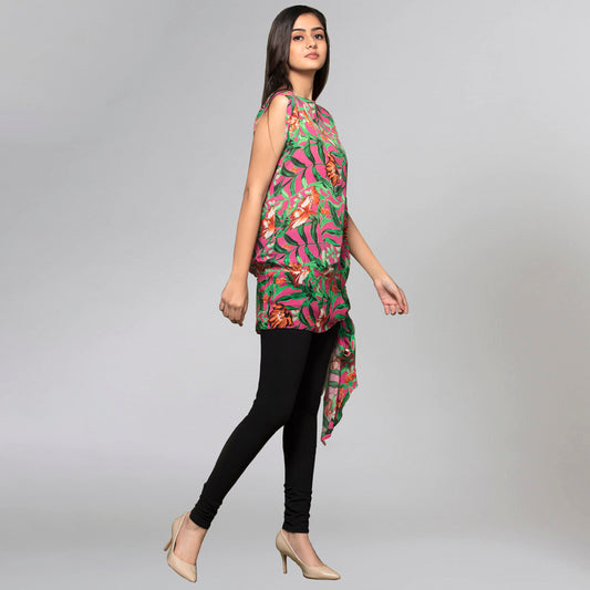 Pink Tropical Print Top