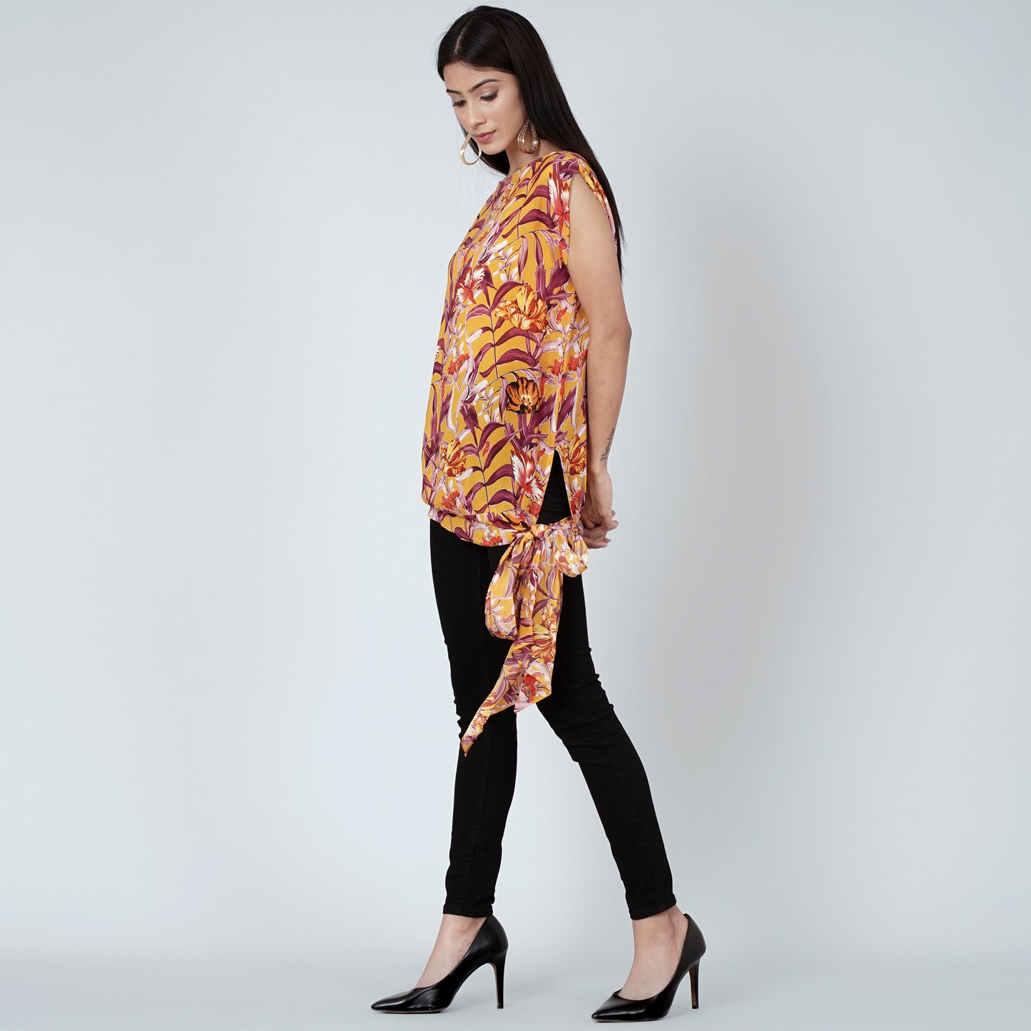 Yellow Tropical Print Top