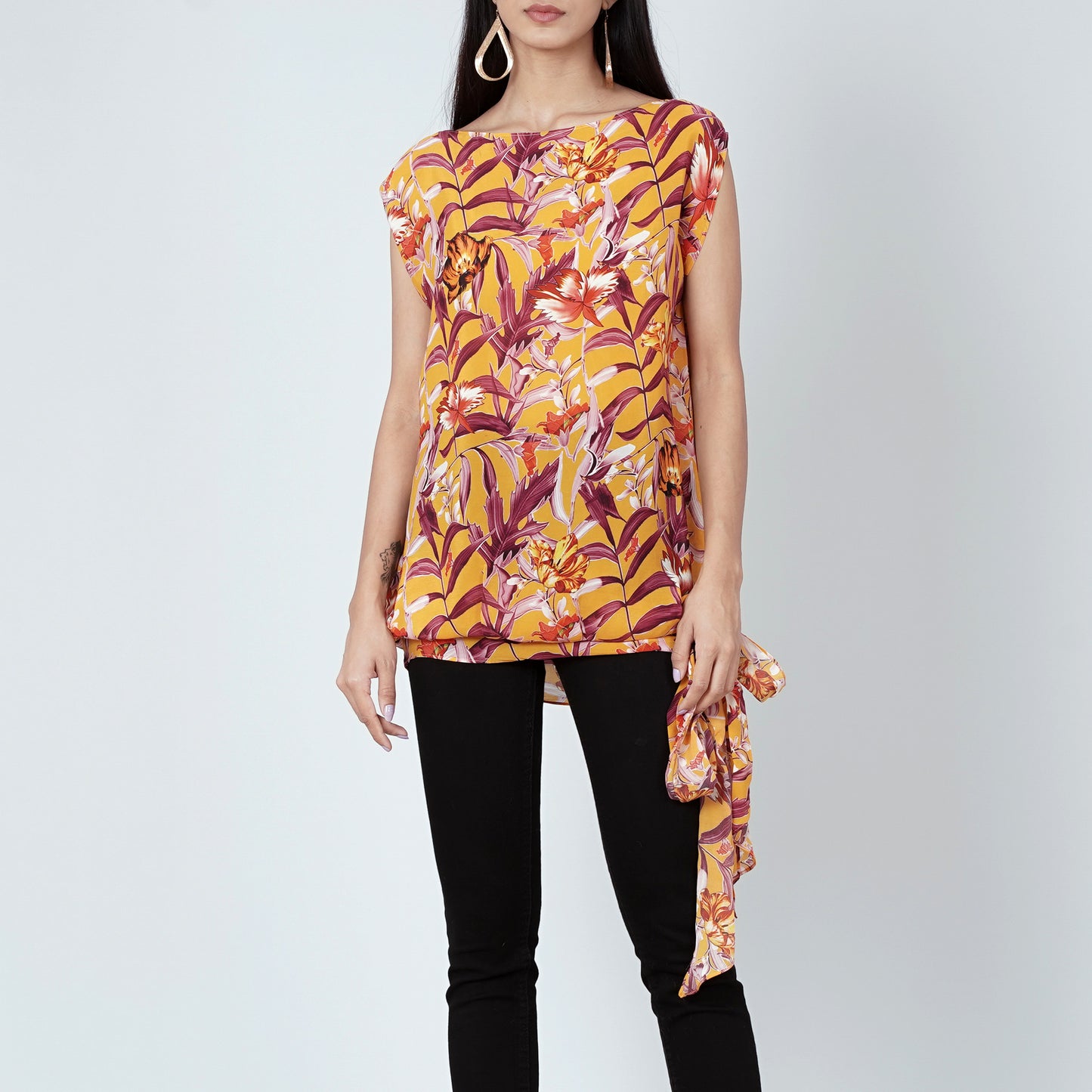 Yellow Tropical Print Top
