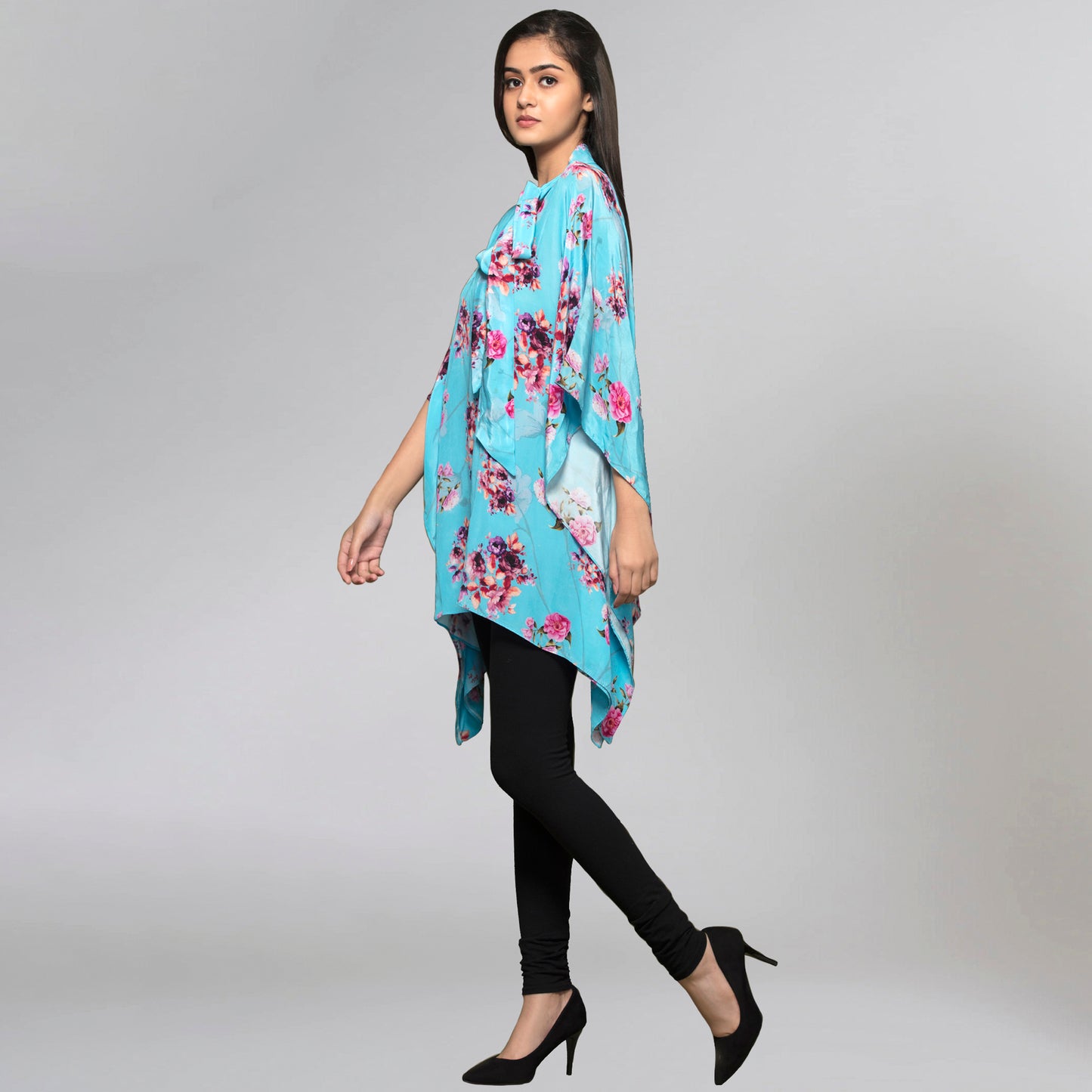 Blue Floral Print Top