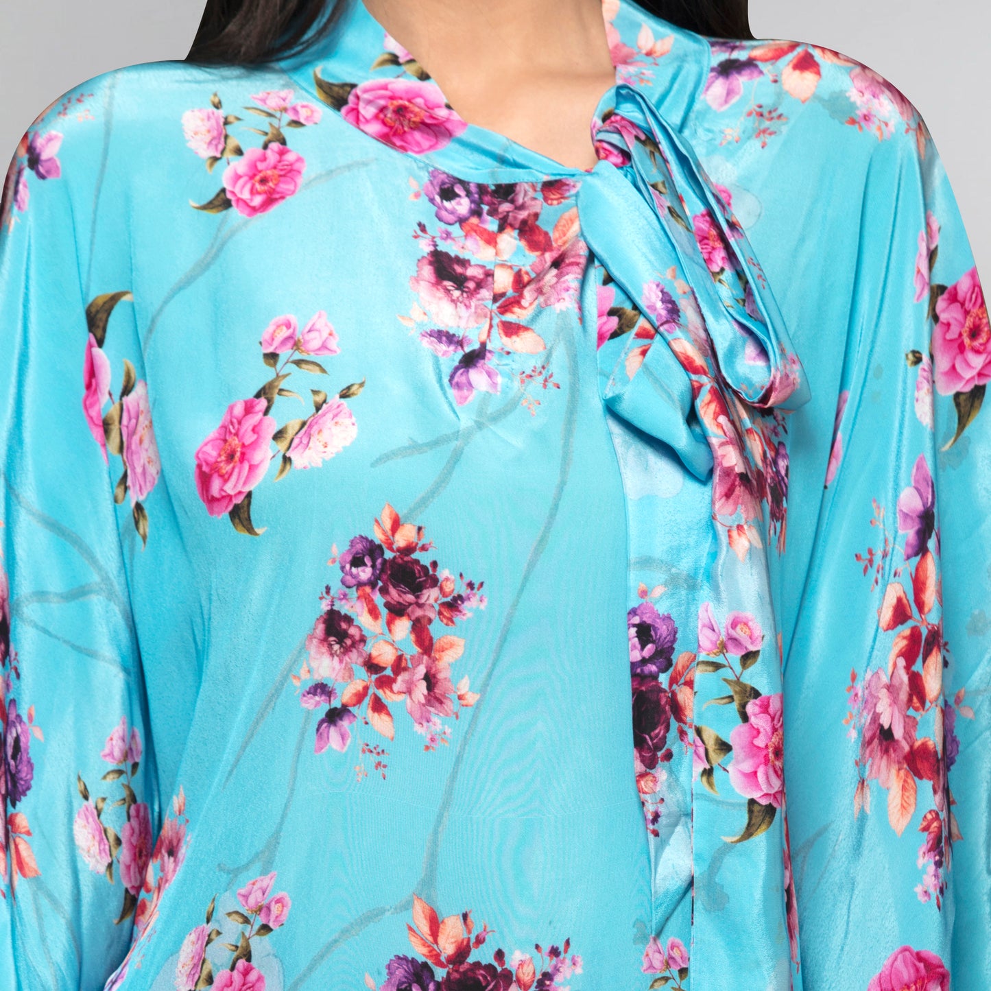 Blue Floral Print Top