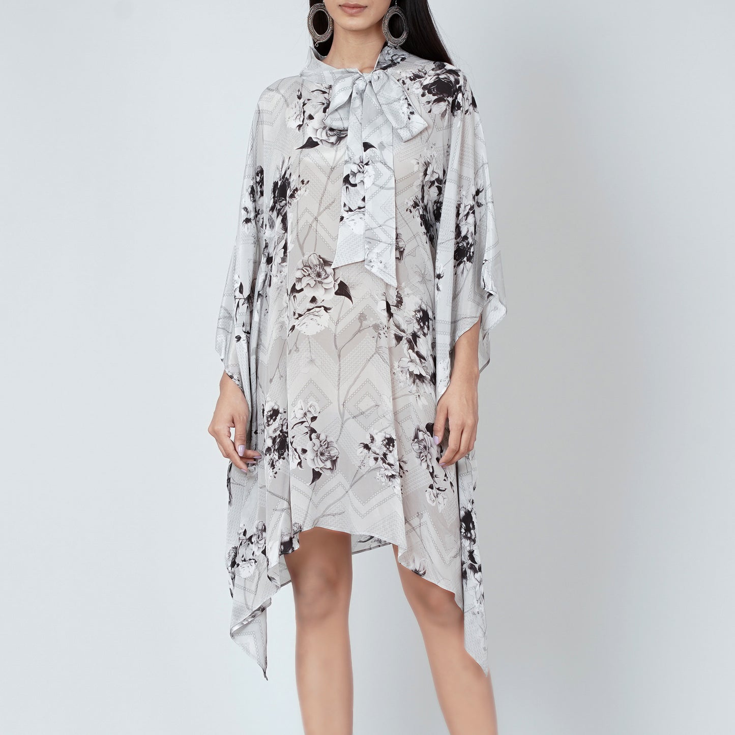 Grey and Black Floral Top