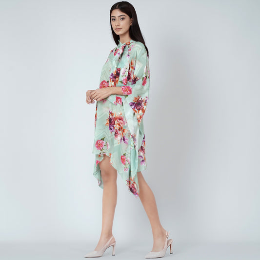 Pastel Green and Pink Floral Top