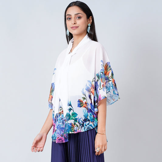 Purple and Blue Floral Top