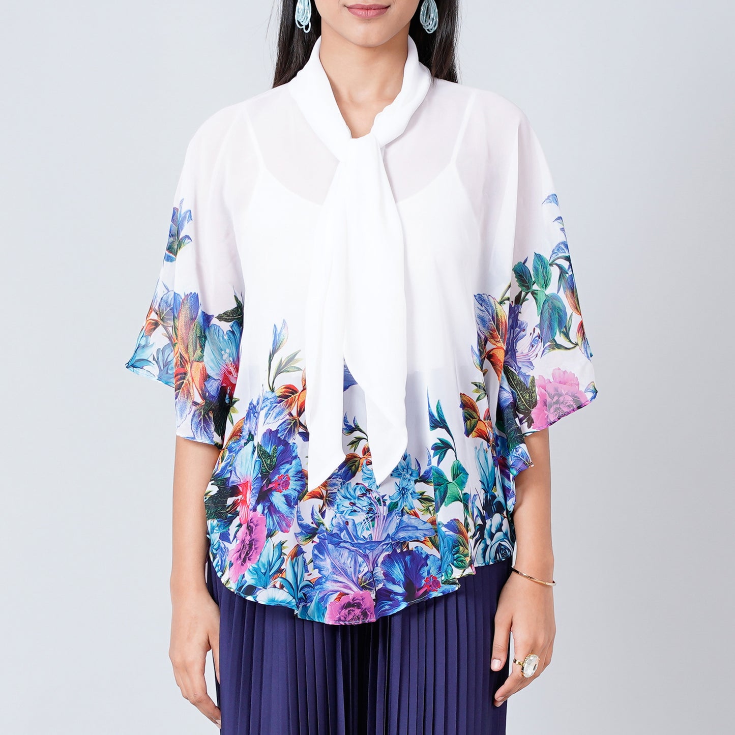 Purple and Blue Floral Top