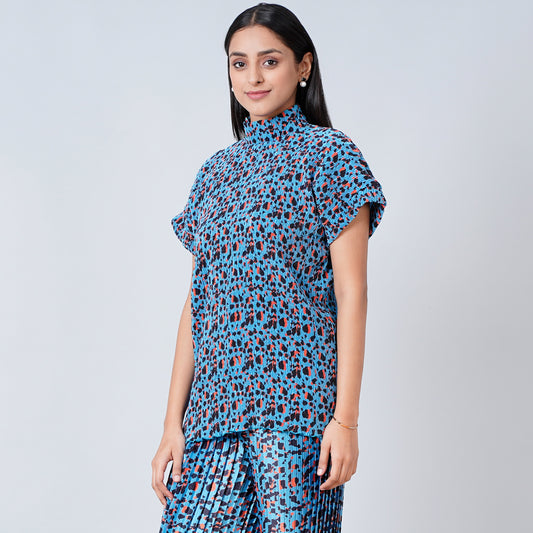 Blue Animal Print Top