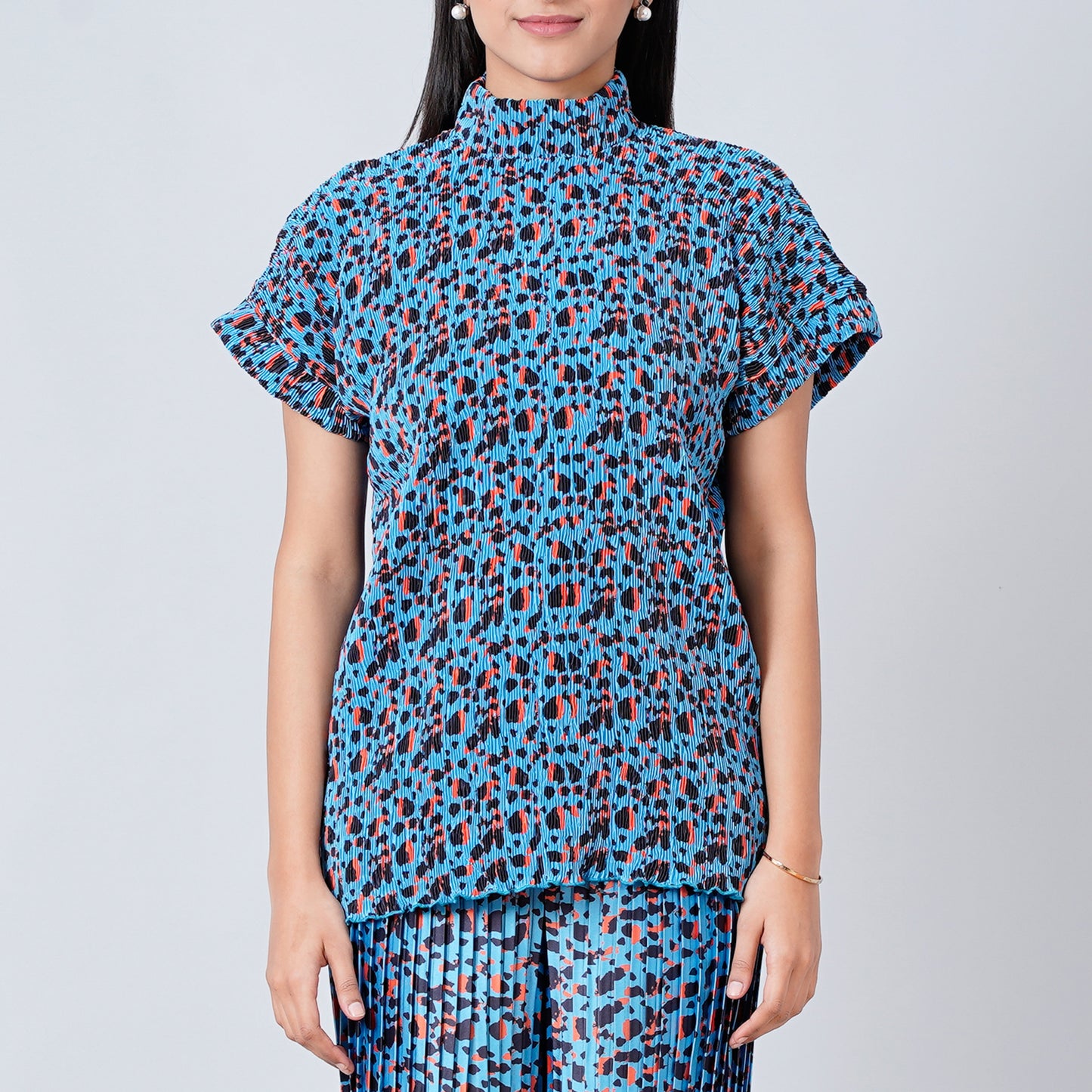 Blue Animal Print Top