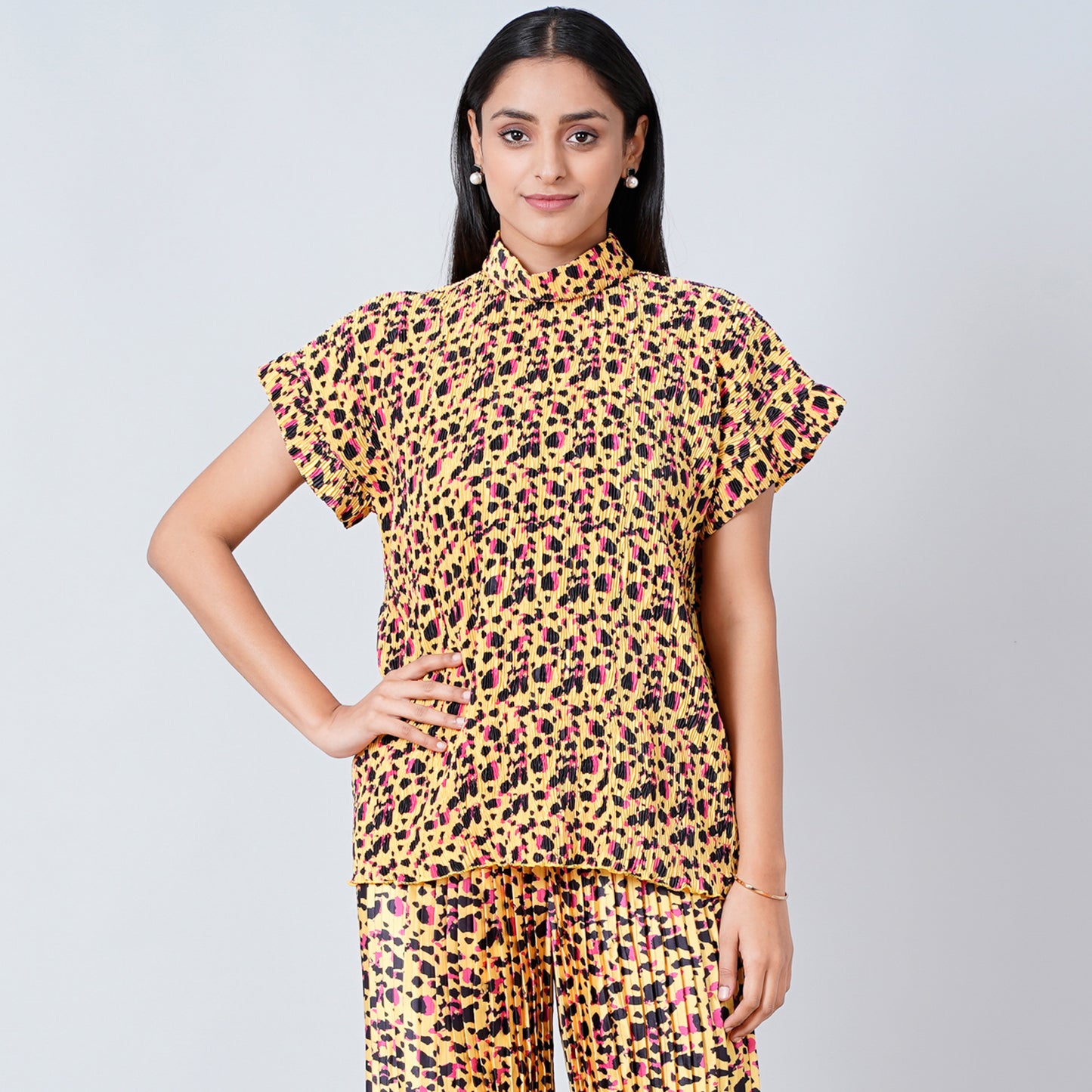 Yellow Animal Print Top