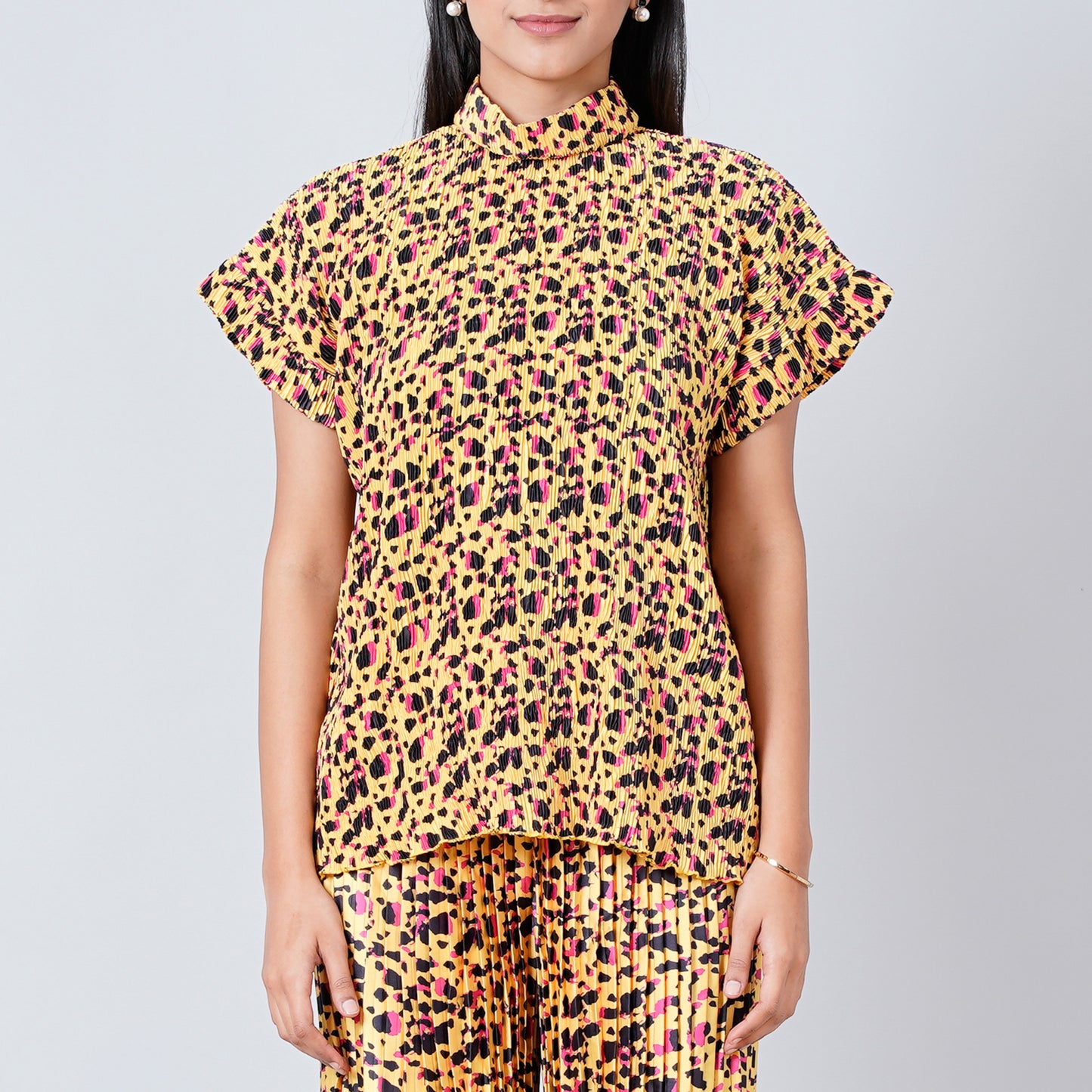 Yellow Animal Print Top