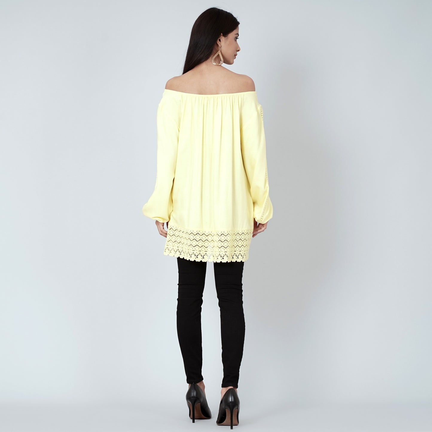 Yellow Lace Peasant Top