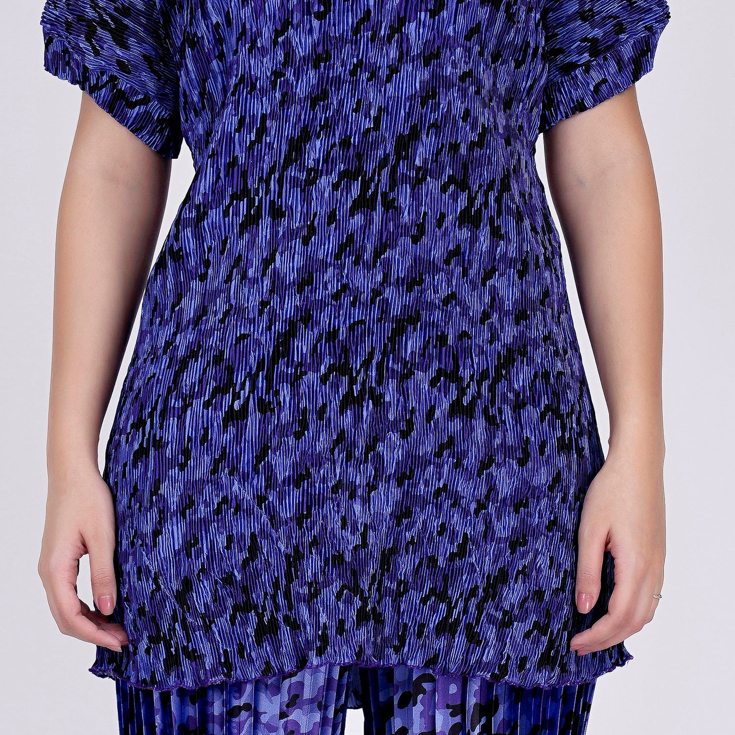 Blue Camouflage Print Top