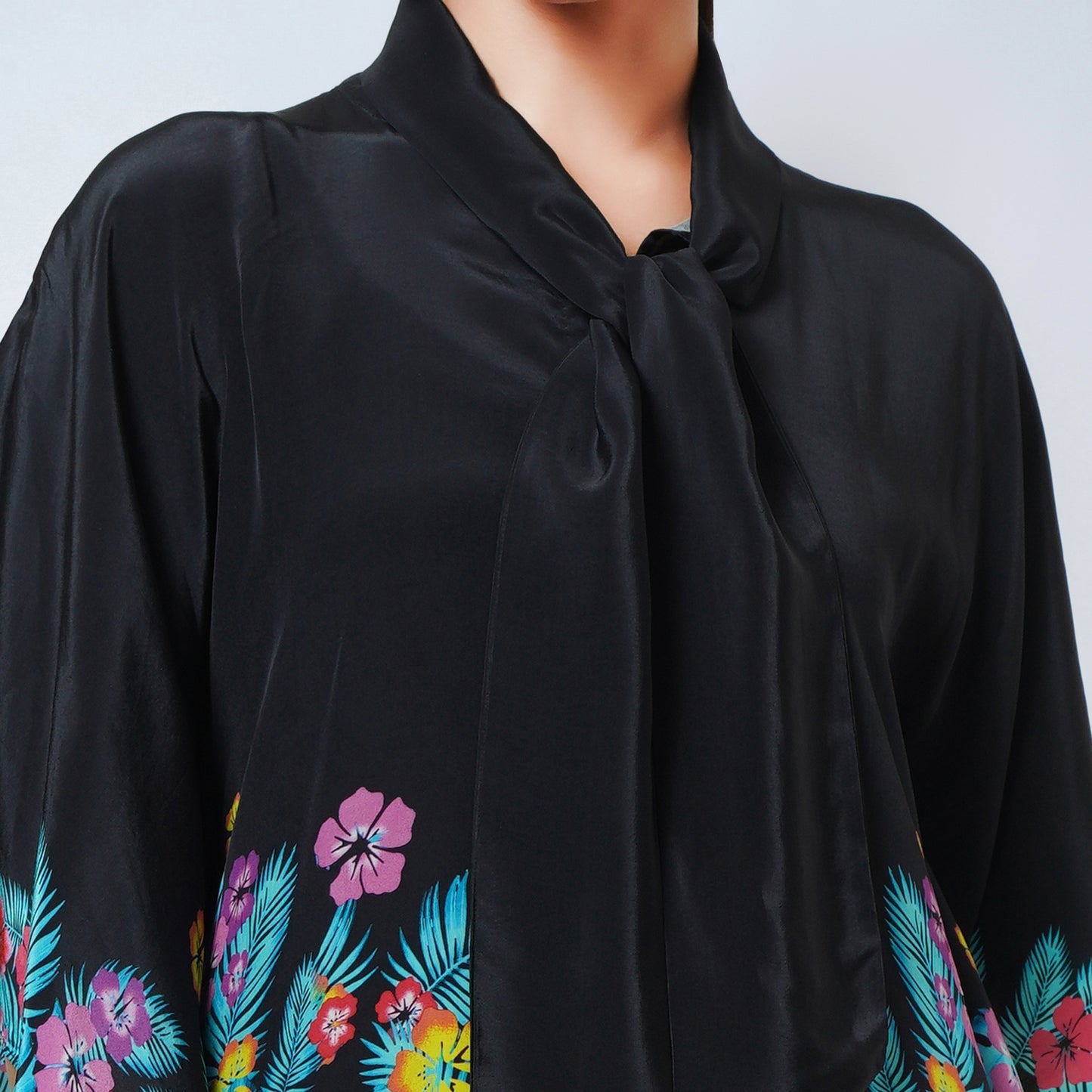 Black and Yellow Floral Bow-Tie Top