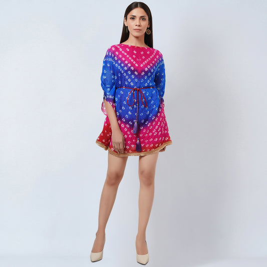 Pink and Blue Bandhani Tunic
