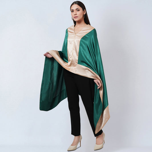 Forest Green Asymmetrical Tunic with Gold Border