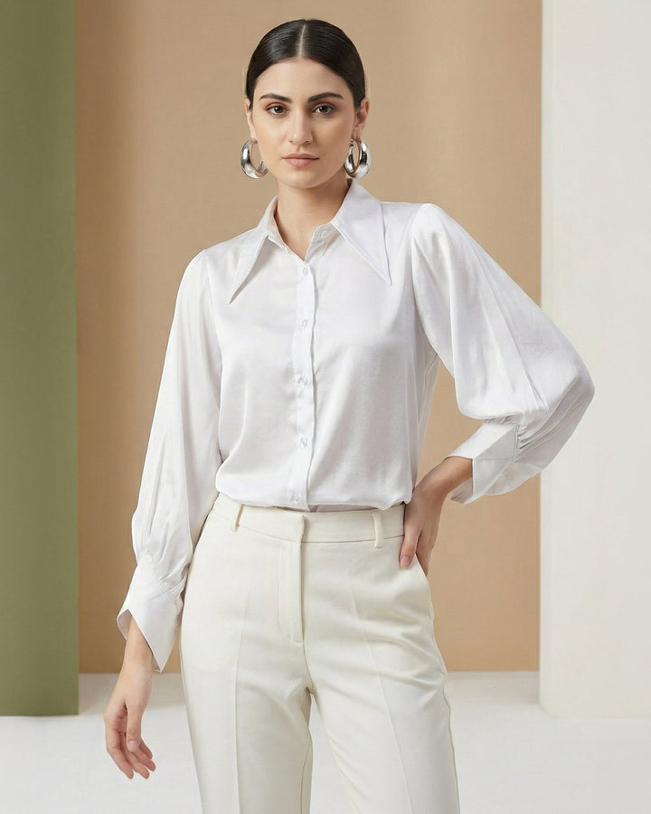 Long-Collar Satin Shirts: The Edit