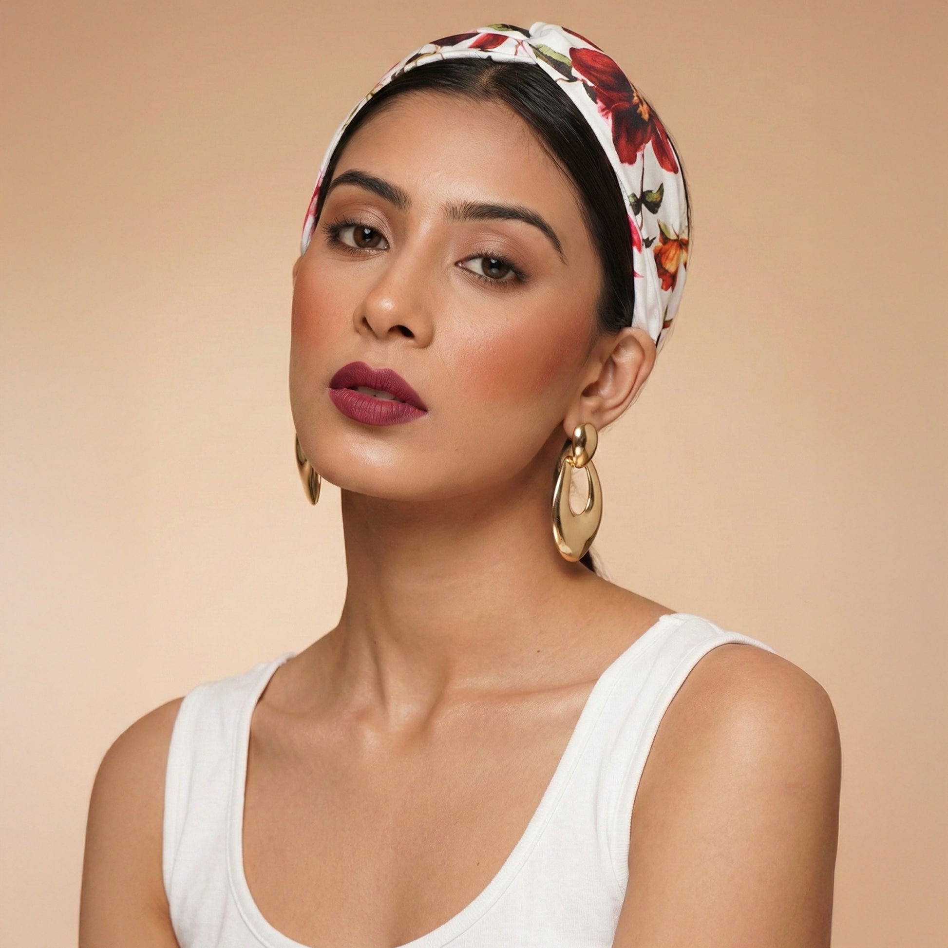 Multicolour Floral Print Headwear for Women – Polyester Satin | First Resort by Ramola Bachchan
