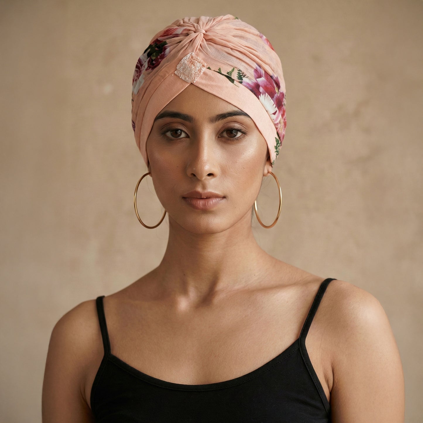 Pink Floral Print Headwear for Women – Viscose Crepe | First Resort by Ramola Bachchan
