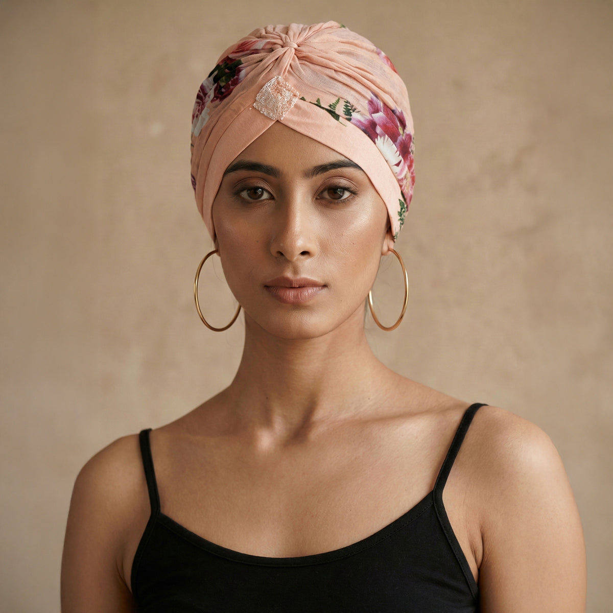 Pink Floral Print Headwear for Women – Viscose Crepe | First Resort by Ramola Bachchan