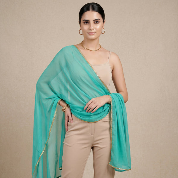 Cyan Dupatta for Women – Viscose Georgette | First Resort by Ramola Bachchan