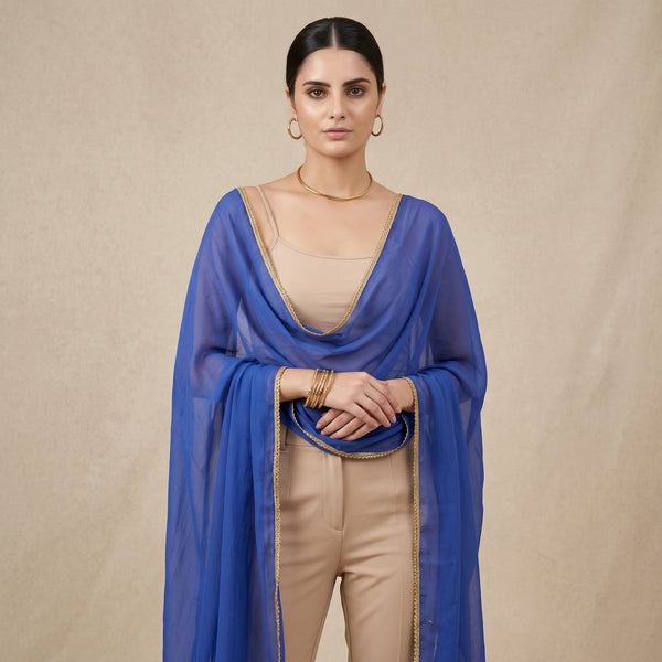Navy Blue Dupatta for Women – Viscose Georgette | First Resort by Ramola Bachchan