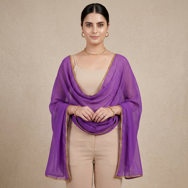 Violet Dupatta for Women – Viscose Georgette | First Resort by Ramola Bachchan