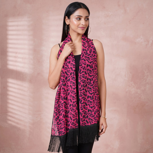 Magenta Leopard Print Stole