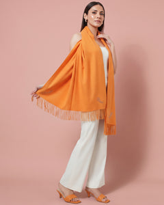 Mustard Embellished Thick Cashmere Stole
