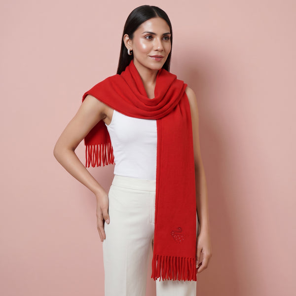 Red Stole for Women – Embellished | First Resort by Ramola Bachchan
