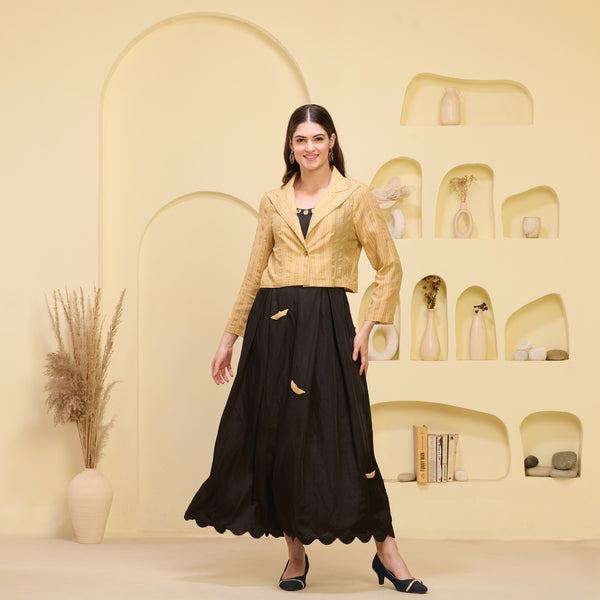 Golden Textured Blazer for Women – Embellished | First Resort by Ramola Bachchan