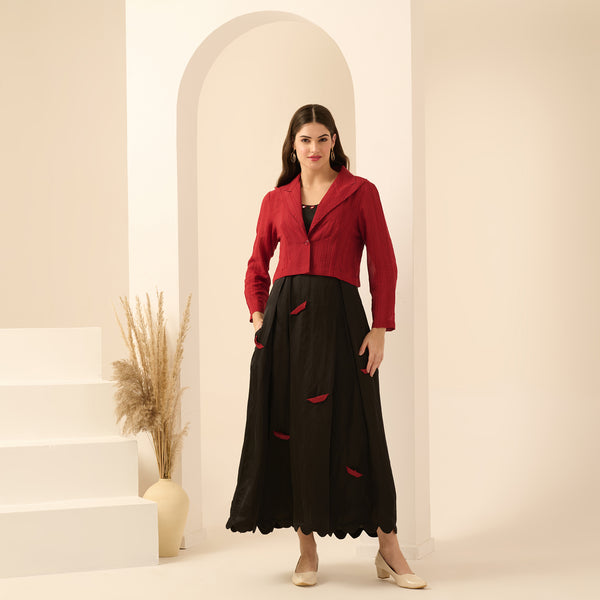 Red Textured Blazer for Women – Embellished | First Resort by Ramola Bachchan