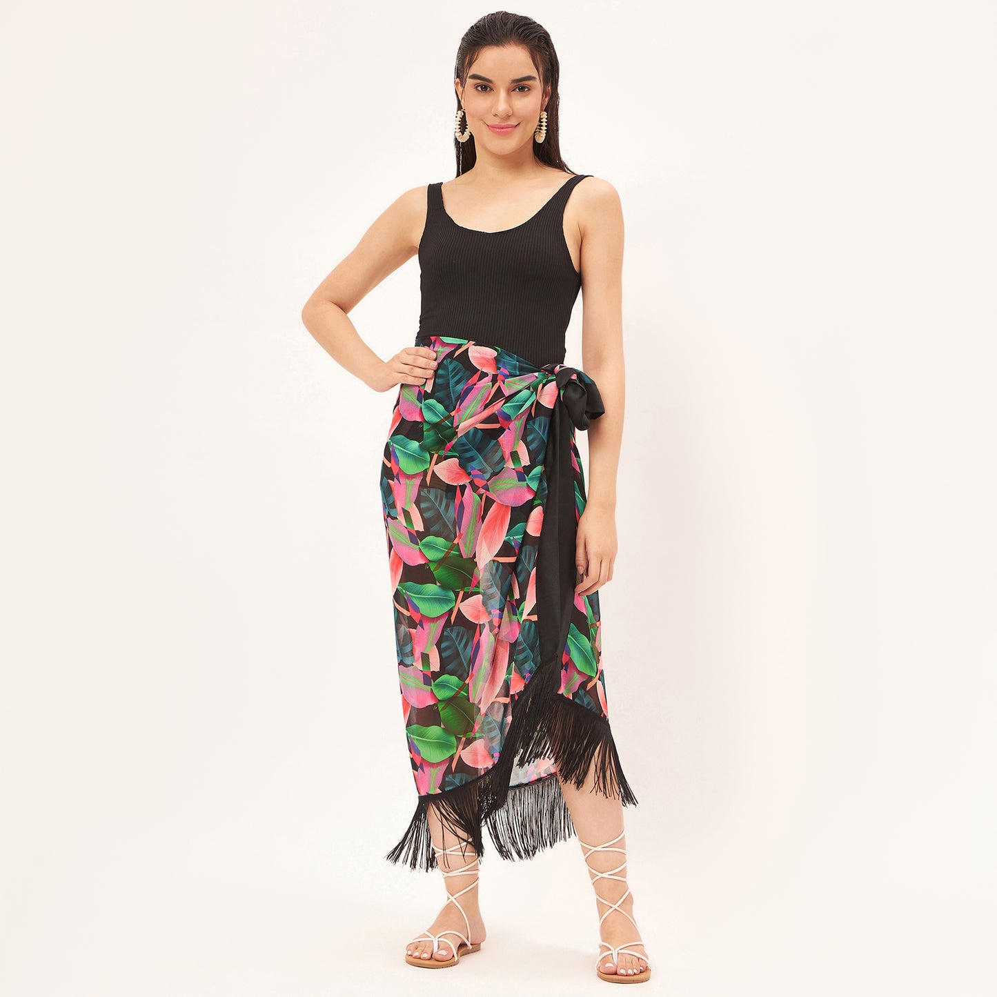Black and Pink Long Sarong