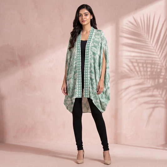 Green Animal Print Cover-Up for Women – Embellished | First Resort by Ramola Bachchan