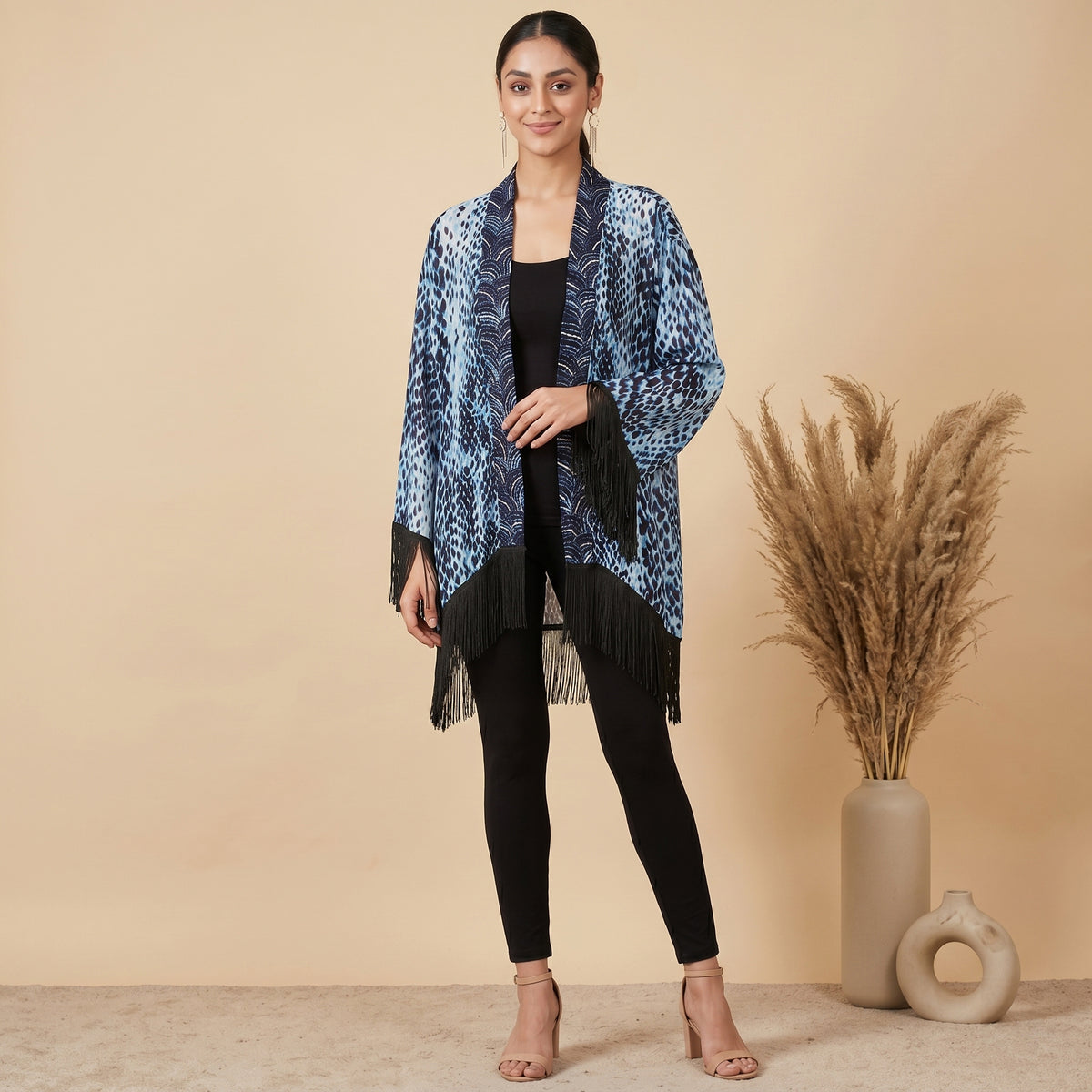 Blue Animal Print Cover-Up for Women – Embroidered | First Resort by Ramola Bachchan