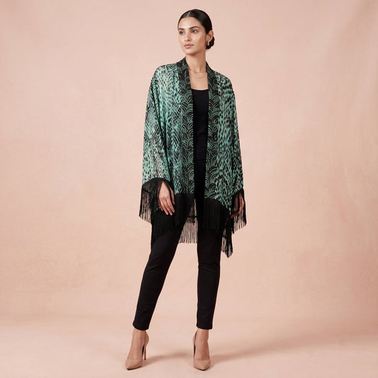 Green Animal Print Cover-Up for Women – Embroidered | First Resort by Ramola Bachchan