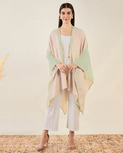 Peach and Pistachio Ombre Cashmere Cape