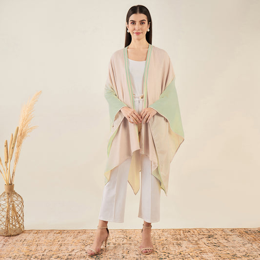 Peach and Pistachio Ombre Cashmere Cape