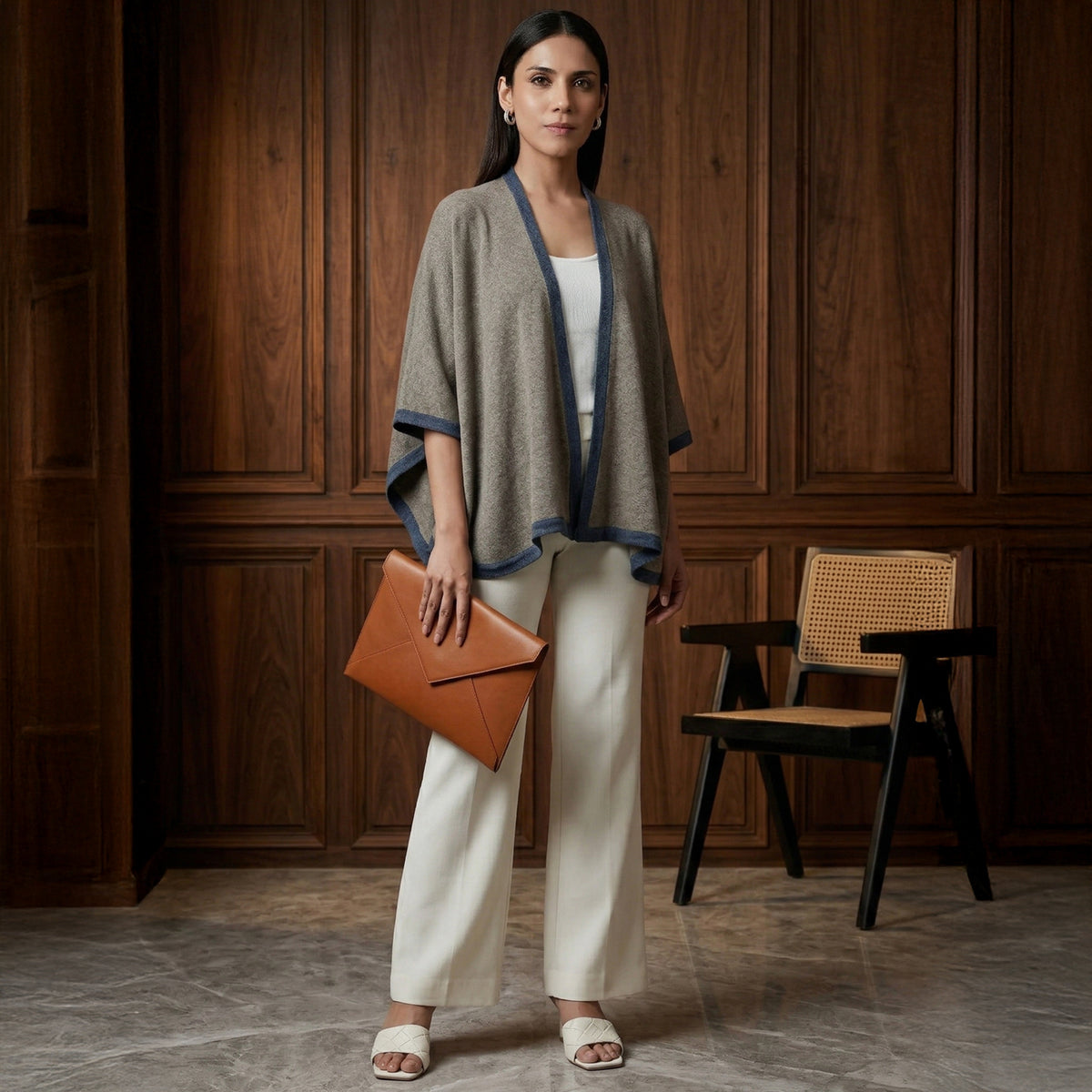 Stone Grey And Blue Cover-Up for Women – Cashmere | First Resort by Ramola Bachchan