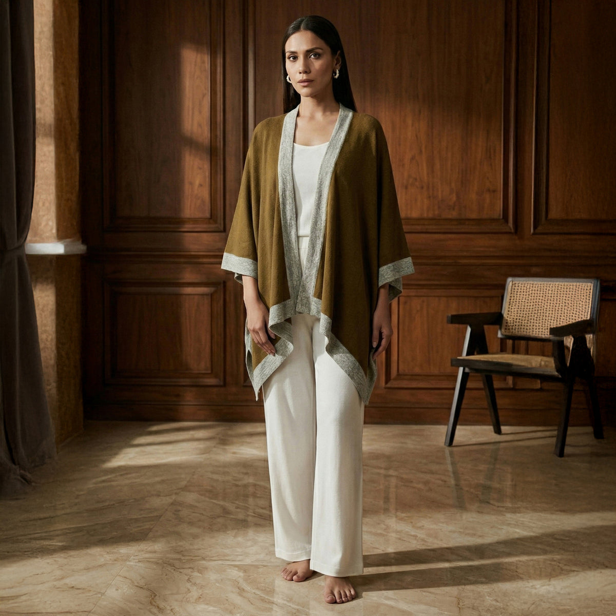 Tawny And Grey Cover-Up for Women – Cashmere | First Resort by Ramola Bachchan